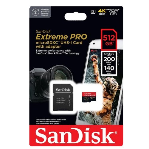 Memoria Micro SD 512GB SanDisk Extreme Pro 200/140 MB/s