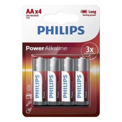 Pila Alcalina AA Philips (4 unidades)