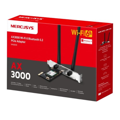 Adaptador PCI Express Wi-Fi 6E + Bluetooth 5.2 Mercusys MA80XE